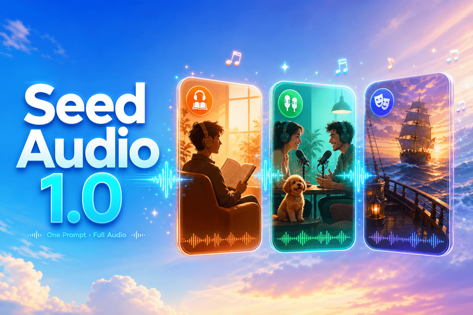 Qwen Audio 3.0 official website homepage showing the product interface and primary workflow